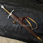 37-inch handmade full-tang D2 medieval sword with rosewood handle and wooden scabbard – view 3
