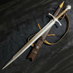 37-inch handmade full-tang D2 medieval sword with rosewood handle and wooden scabbard – view 1