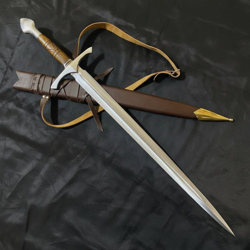 Handmade Medieval Sword 37" D2 Steel Blade viking sword Larp | leather Scabbard