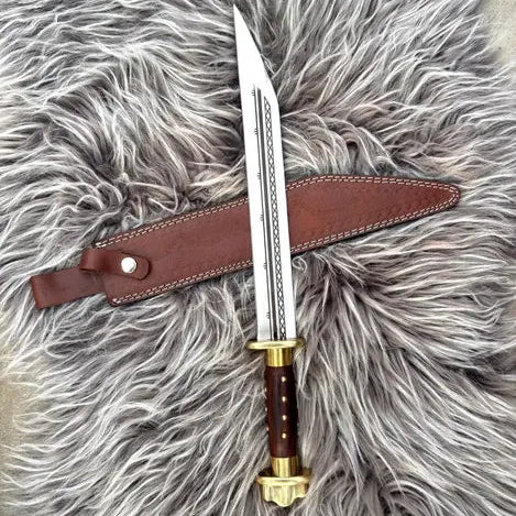 Handmade 1075 Carbon Steel Merovingian Seax – full product view
