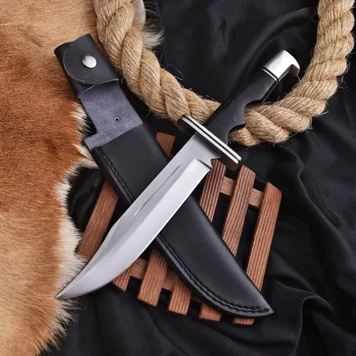 Handmade Scream Movie Replica Knife: Bull Horn Handle Camping Tool Bowie Knife