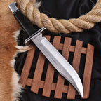 Scream-Inspired Bowie Knife – Bull Horn Handle – collector display view