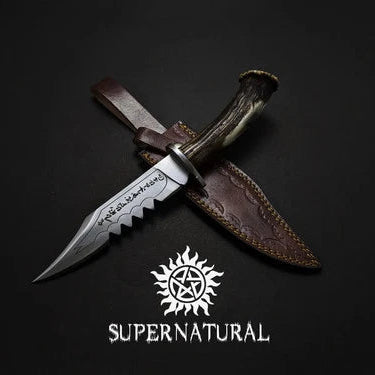 Handmade Supernatural Ruby's Knife Replica: Stag Antler Handle, Leather Sheath