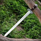 Handmade High-Carbon Viking Warrior Sword – craftsmanship close-up