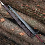 36-inch handmade high-carbon steel medieval longsword with cruciform guard and scabbard – view 2