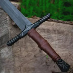 36-inch handmade high-carbon steel medieval longsword with cruciform guard and scabbard – view 3