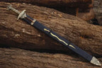 Handmade Damascus Viking Sword with Scabbard – craftsmanship close-up