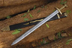 Handmade Damascus Viking Sword with Scabbard – included sheath or scabbard view