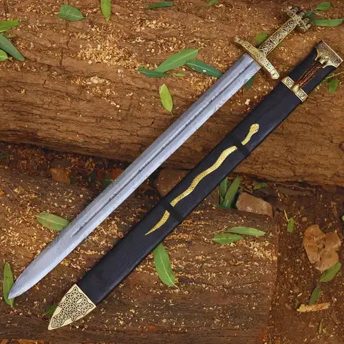 Hand Forged Damascus Steel Viking Sword | Medieval Norse Mythology Sword Replica