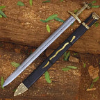 Handmade Damascus Viking Sword with Scabbard – full product view