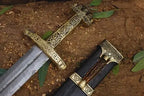 Handmade Damascus Viking Sword with Scabbard – blade or head profile
