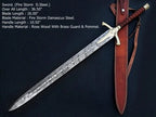 Handmade Damascus Medieval Sword with Golden Handle & Sheath – blade or head profile