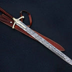 Handmade Damascus Medieval Sword with Golden Handle & Sheath – full product view