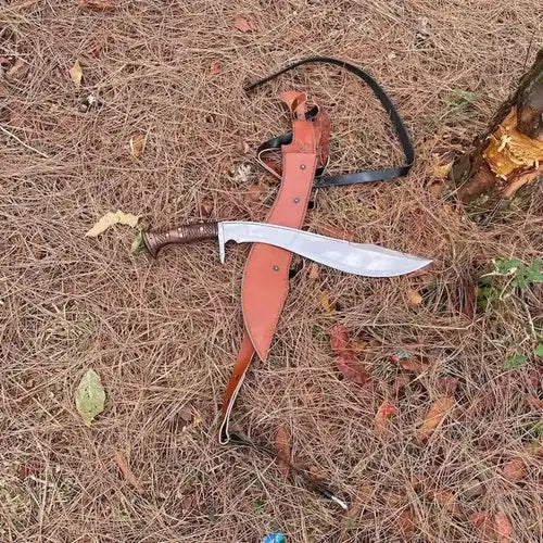 Hand-Forged Carbon Steel Machete Sword | Rosewood Handle Kukri Knife Replica