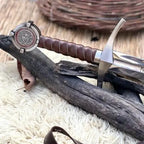 handmade Knights Templar Accolade collector sword with leather-wrapped wood handle – view 4