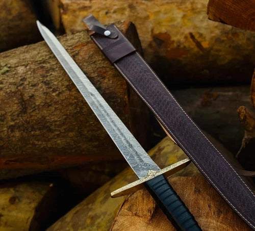 Custom Handmade Damascus Steel Viking Sword | Hunting Sword | 36" Long Sword